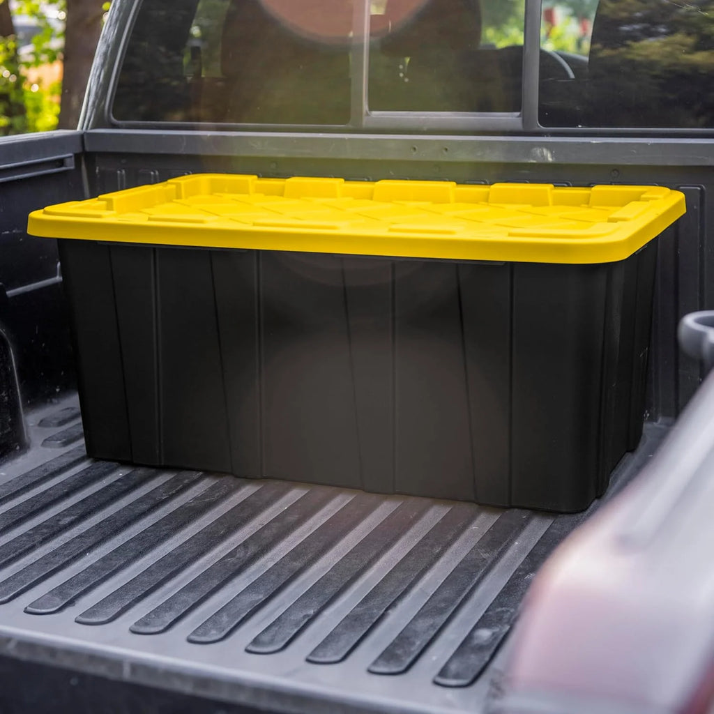 38 Gal Stackable Storage Bin with Snap-Fit Lid 4-Pack k7m