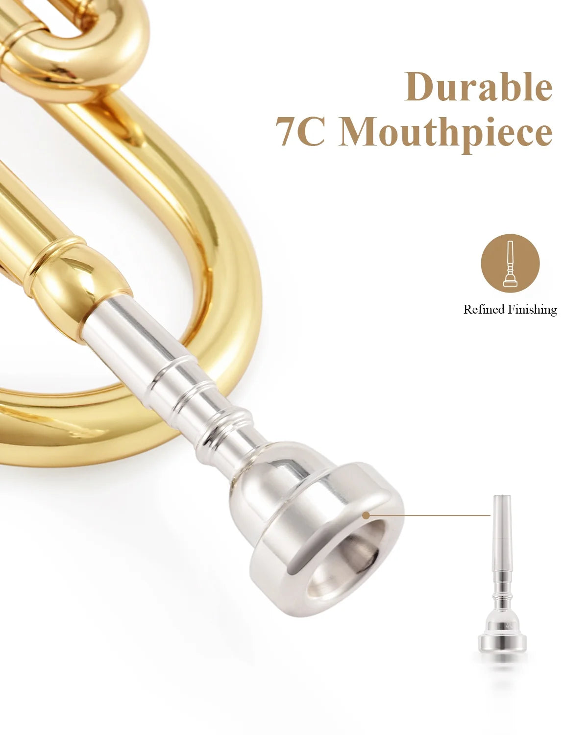 Trumpet Set for Students Beginner Bb Brass Gold with Case k7