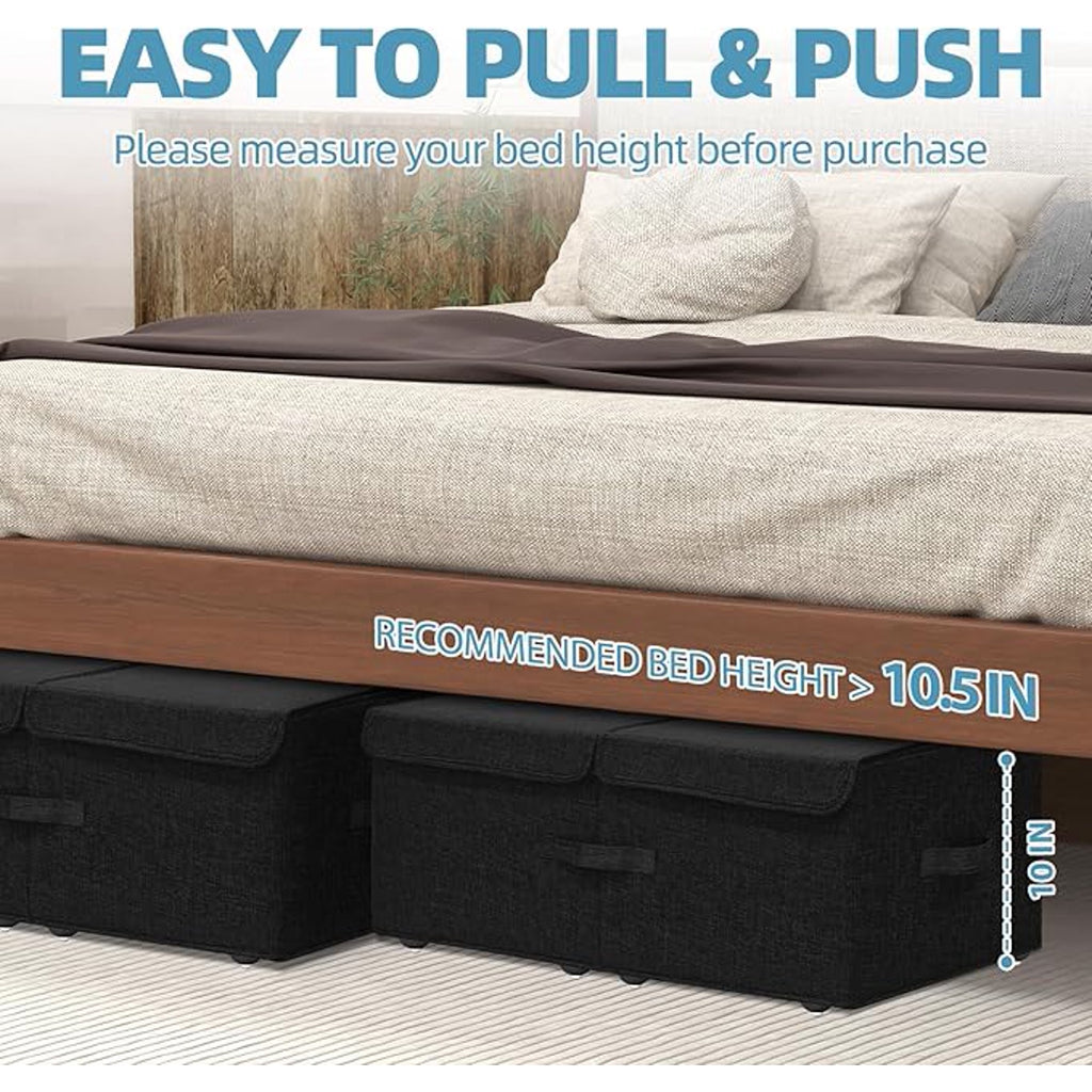 Under Bed Storage Container with Wheels 2 Pack Rolling Bins with Lids Black k7