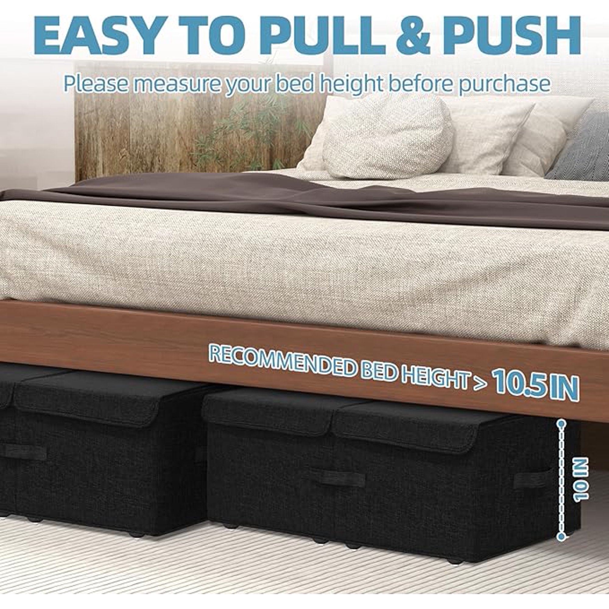 Under Bed Storage Container with Wheels 2 Pack Rolling Bins with Lids Black k7