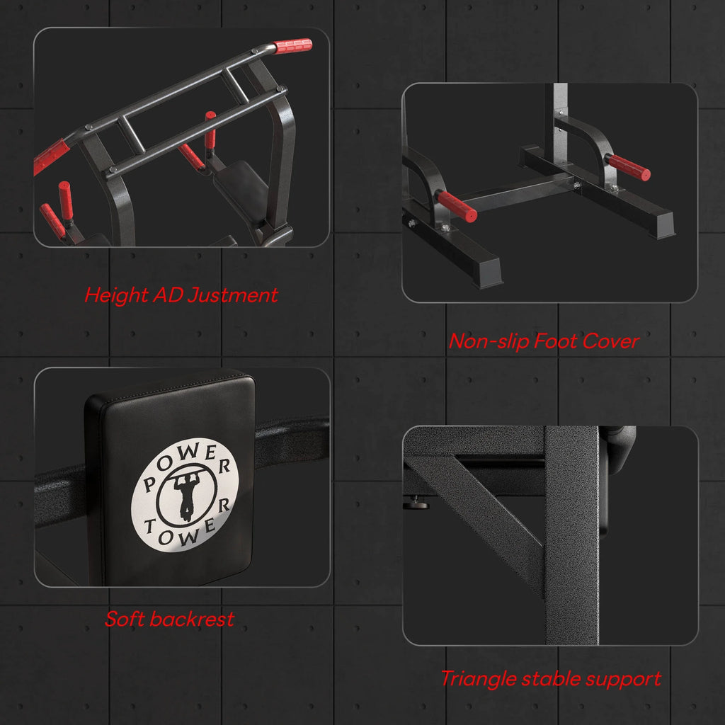 Power Tower Dip Station Pull Up Bar Stand Adjustable Height Home Gym k7x