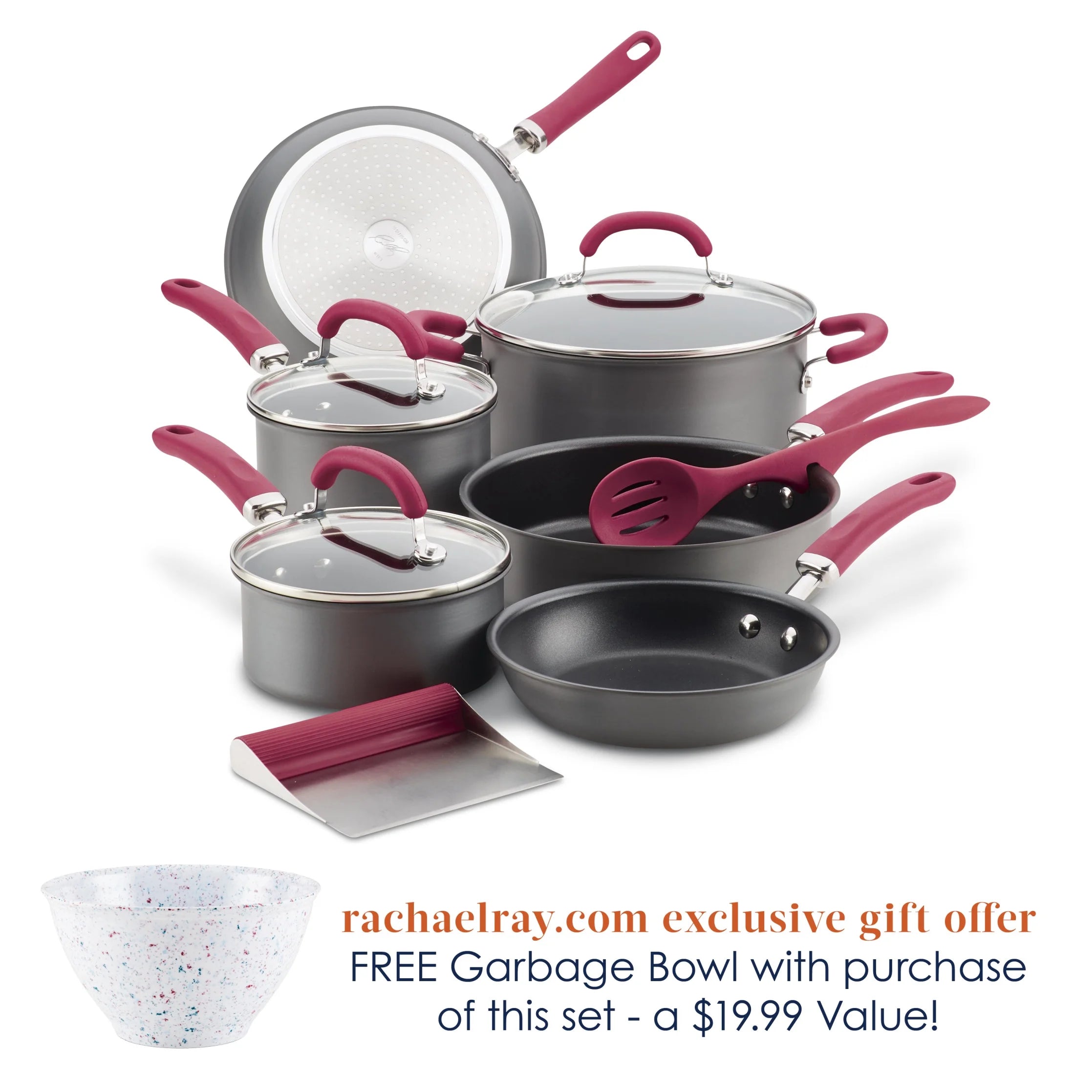 Nonstick Pots and Pans Set 11 Piece Burgundy a7