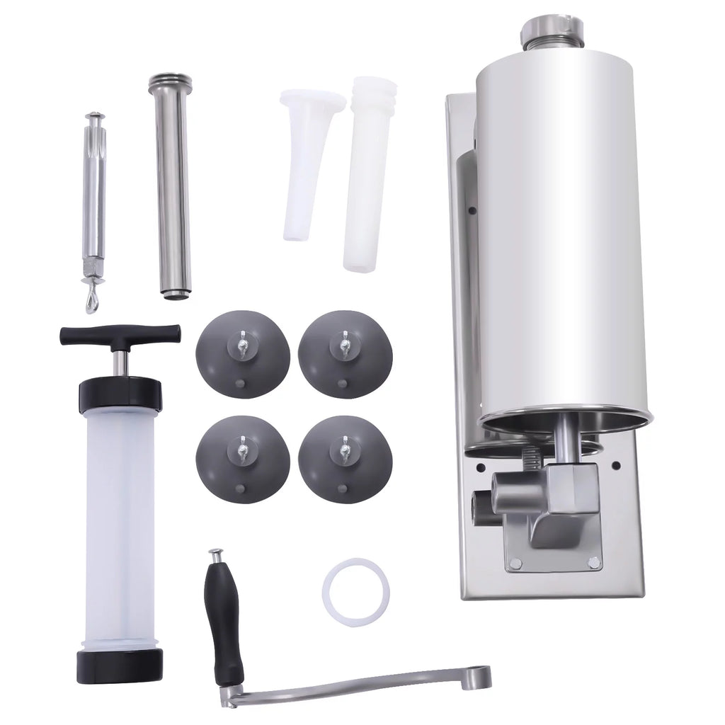 Sausage Stuffer Manual Stainless Steel Horizontal 4L Meat Filler k7