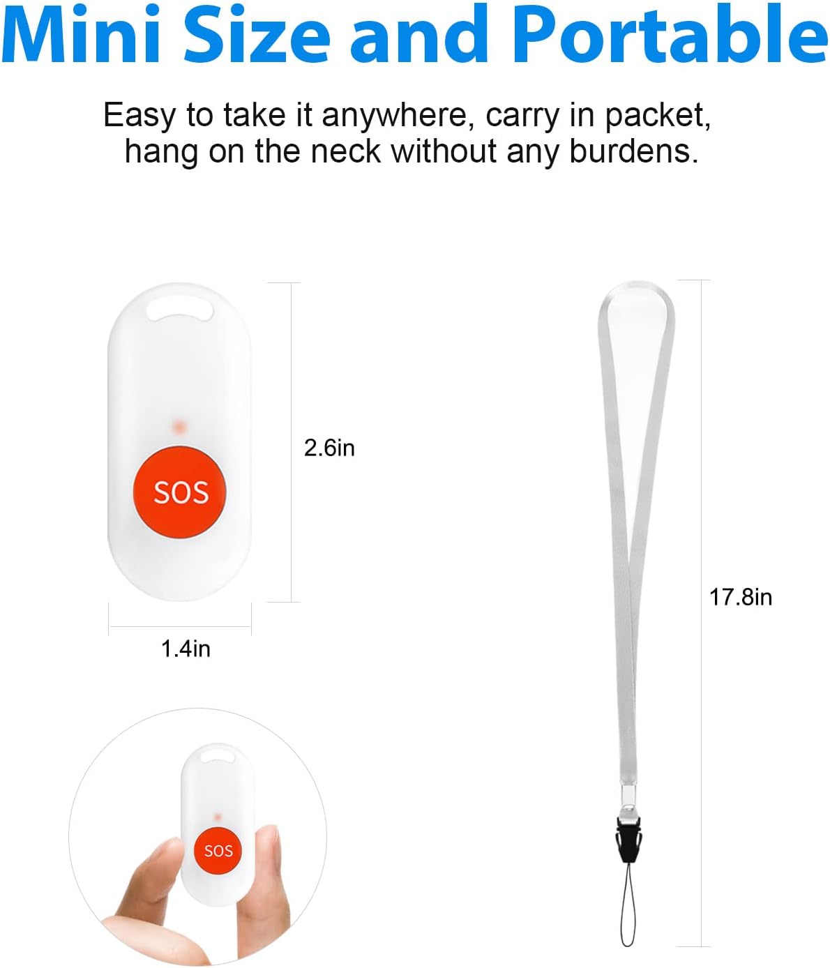 Caregiver Pager for Elderly SOS Call Button Waterproof Alarm7k