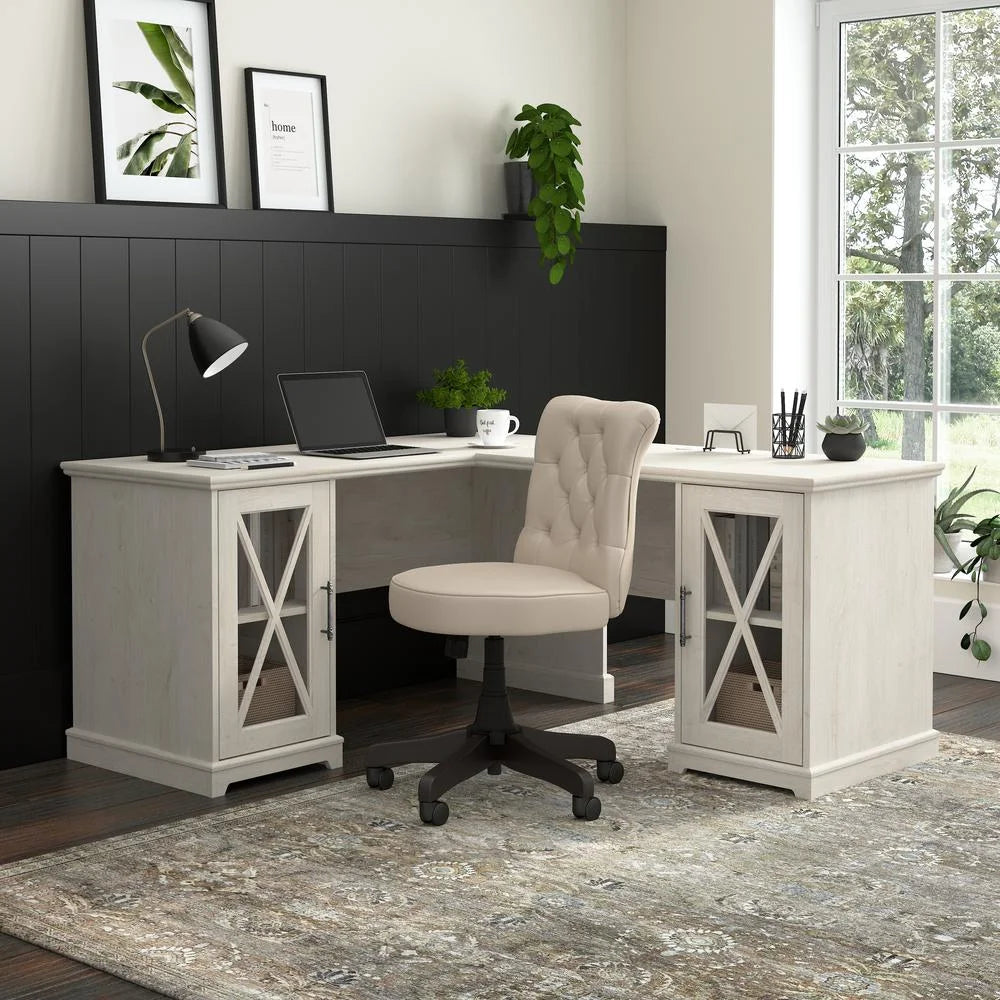 L-shaped Desk in Linen White Oak k7m