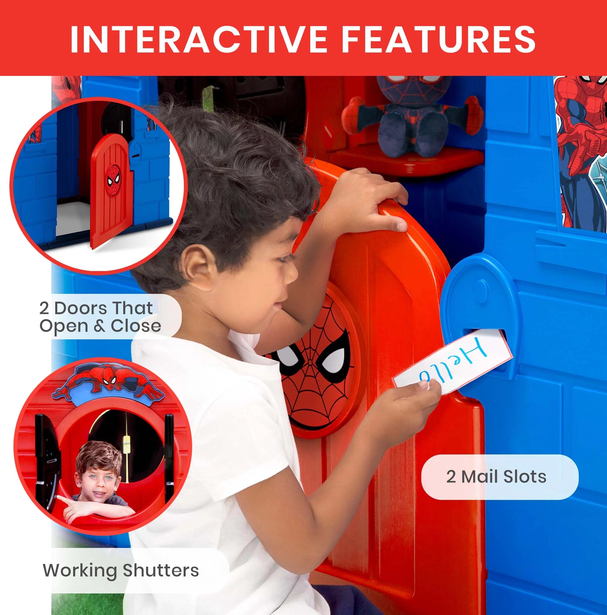 Spider-Man Plastic Indoor/Outdoor Playhouse with Easy Assembly Blue Red a7