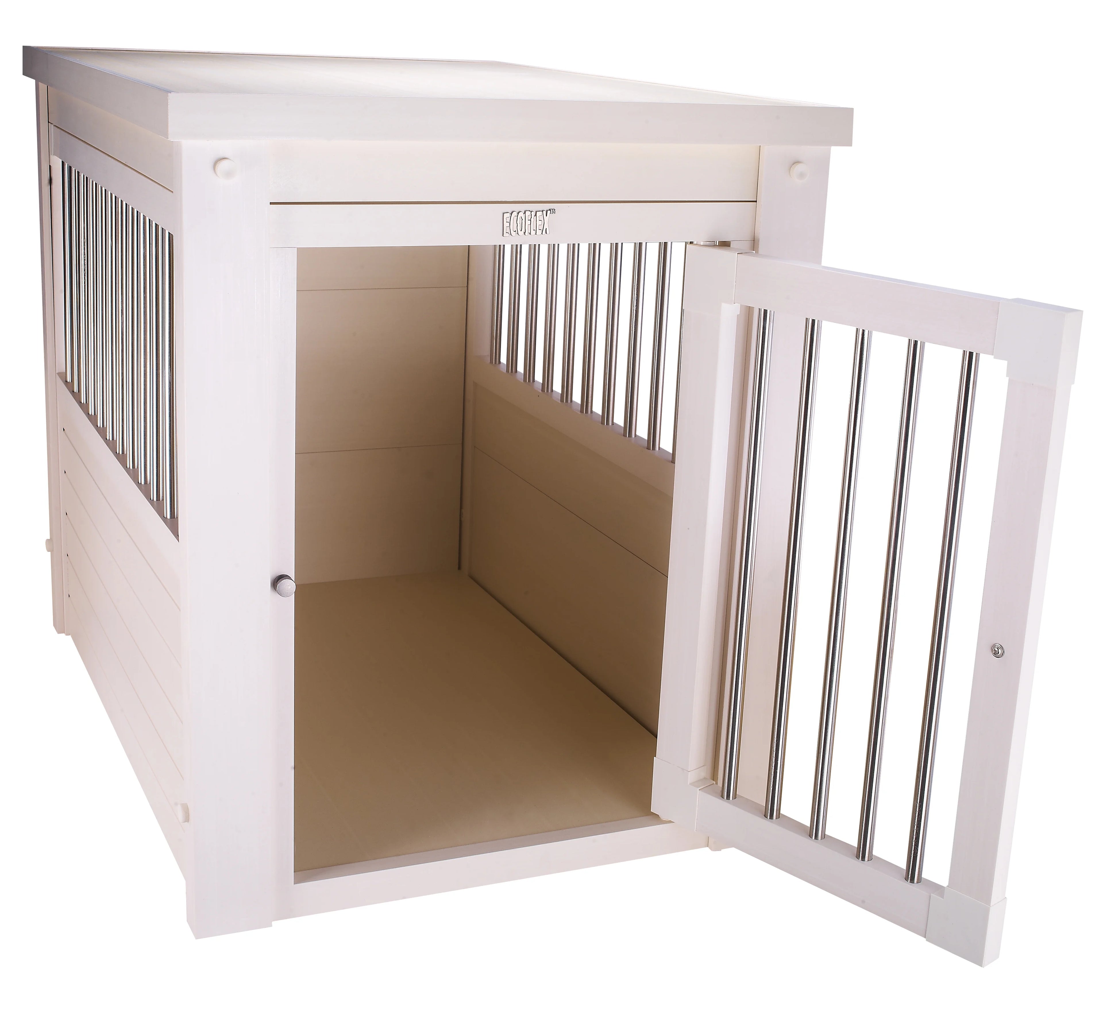Dog Crate End Table Antique White M7k