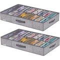 Sturdy Under Bed Shoe Storage Organizer, Set of 2, Fit 12 to 24 Pairs, Underbed Shoes Closet Storage Solution with Clear Window