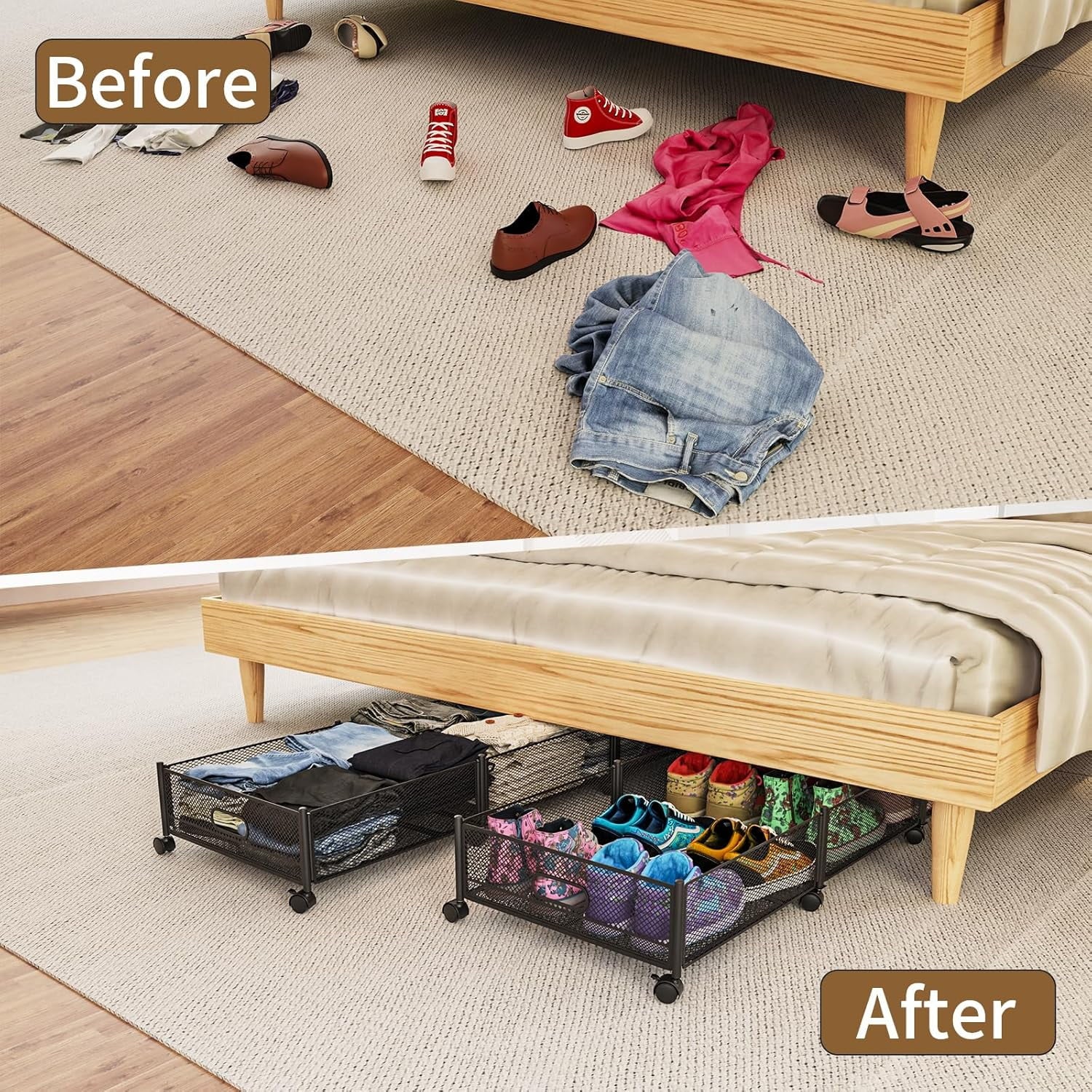 Under Bed Storage on Wheels Foldable Containers q7