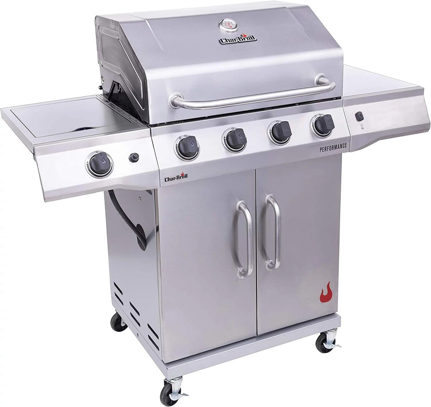 Propane Gas 4-Burner Grill with Side Burner Cabinet Stainless Steel k7