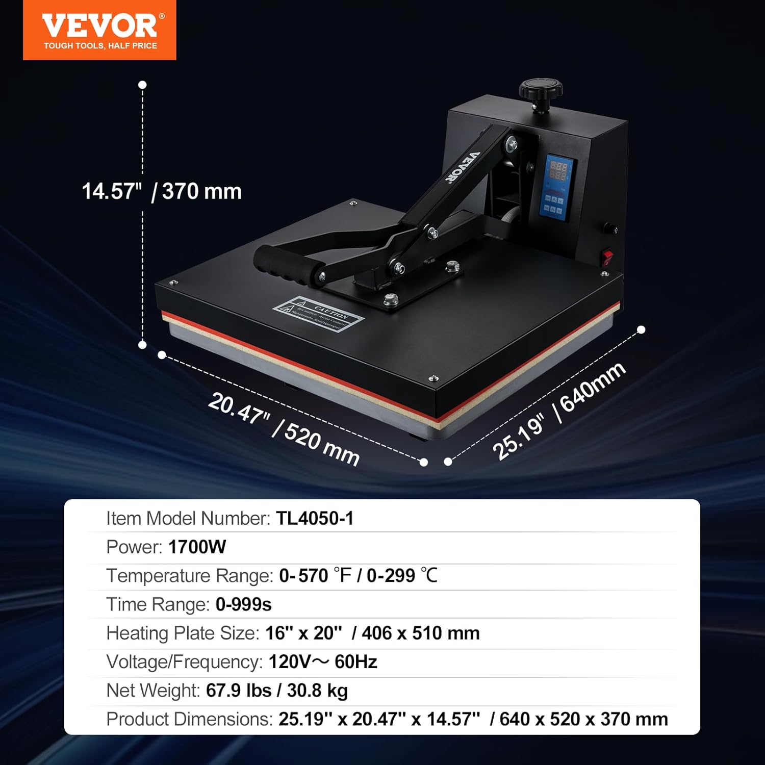 Heat Press Machine 16x20in Clamshell Sublimation Transfer Printer Teflon Coated a7