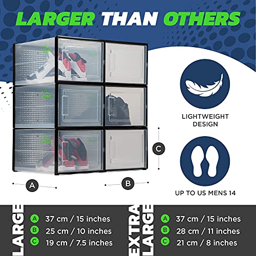 Shoe Storage Boxes Clear Plastic Stackable 6 Pack k7