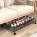 Under Bed Shoes Storage - 2 Pack Rolling Under-bed Storage Containers with Wheels, Breathable Mesh Fabric with Metal Frame