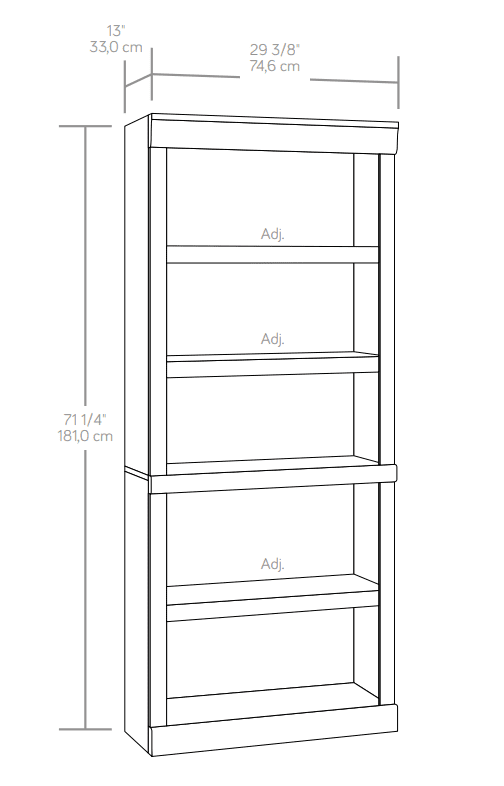 Bookcase 5 Shelf Rustic Gray a7