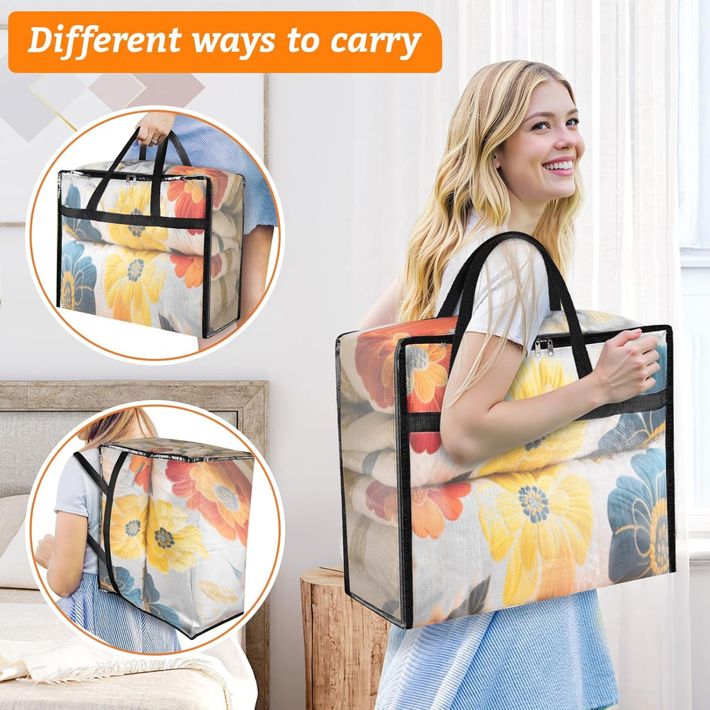 Clear Clothes Storage Bags 90L with Zipper and Handle a7
