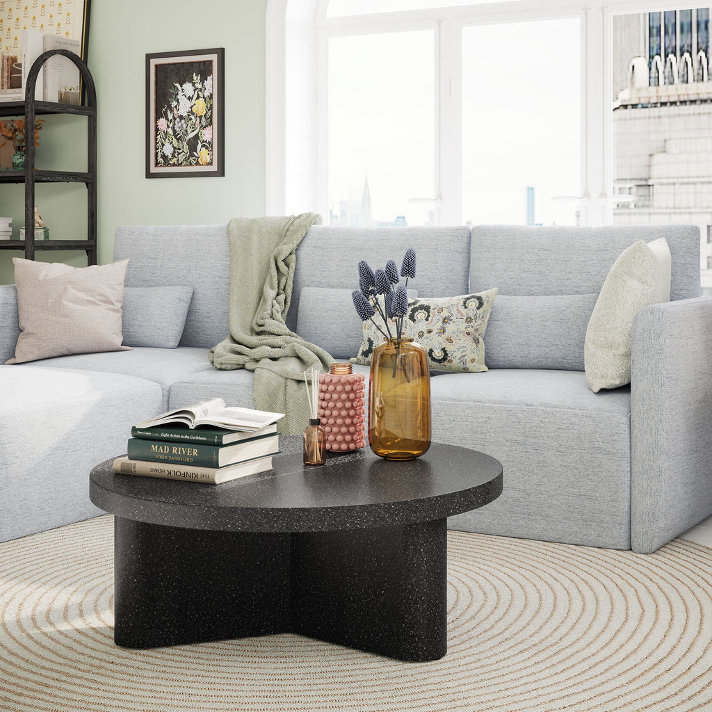 Modular Sectional Sofa with Ottoman Gray Fabric k7