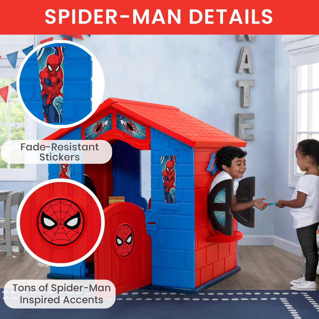 Spider-Man Plastic Indoor/Outdoor Playhouse with Easy Assembly Blue Red a7