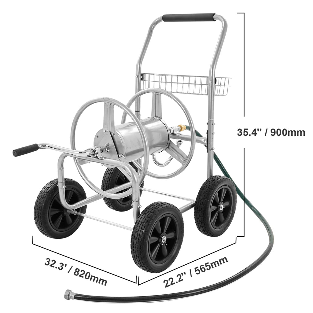Metal Hose Reel Cart with Wheels, 250ft Capacity a7