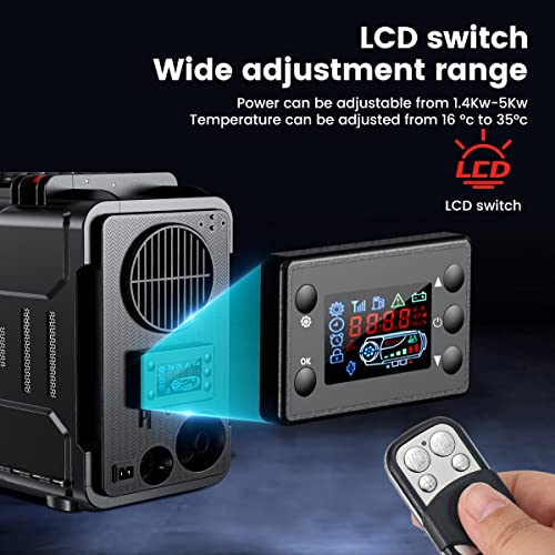 12V Portable Diesel Air Heater 5KW All-in-One with Bluetooth k7