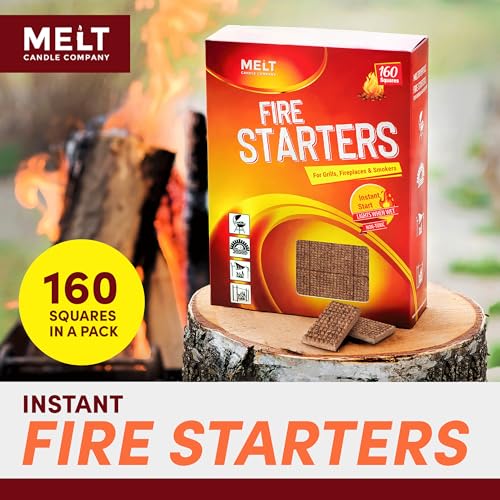 Fire Starter Squares 160 pcs for Campfire Grill Outdoor Fire Pit Bbq7k