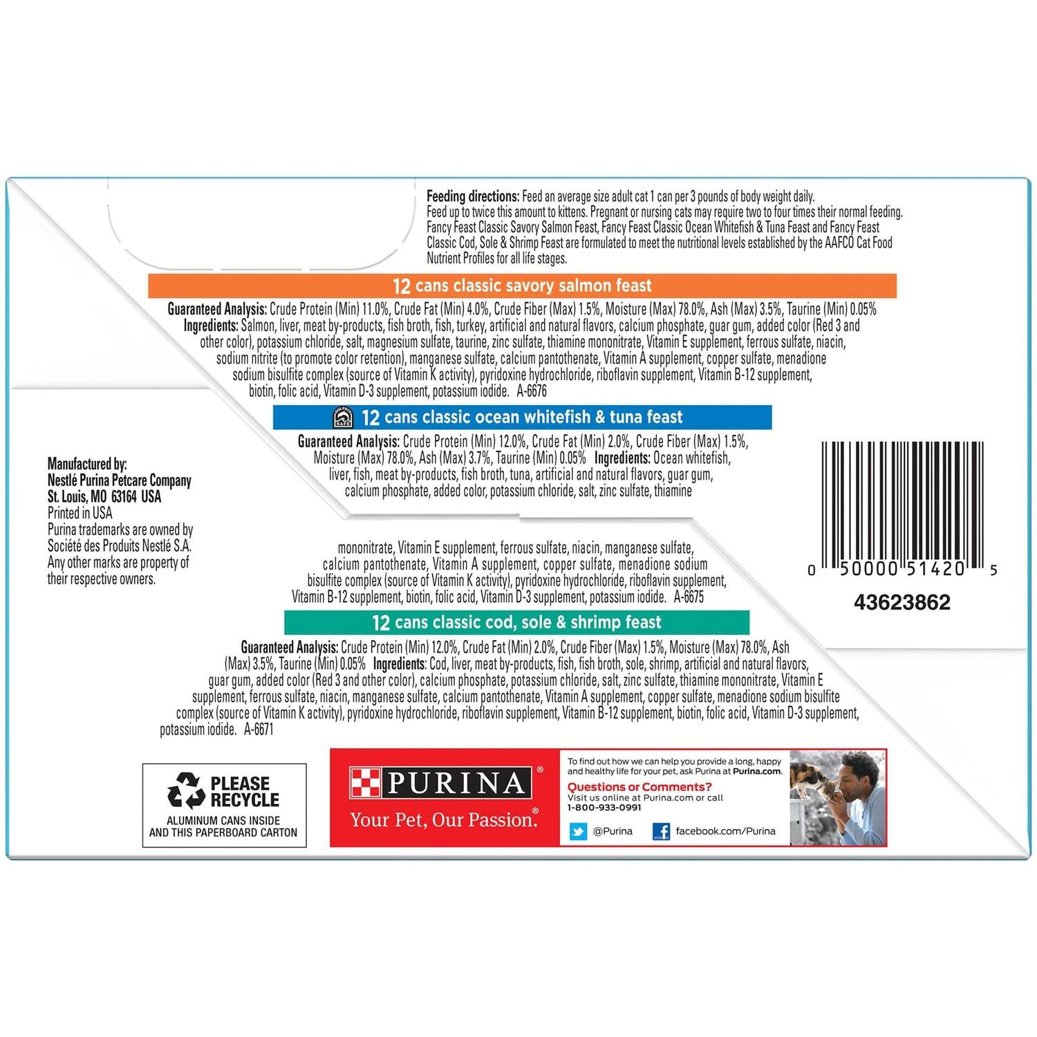 Seafood Classic Pate Wet Cat Food Variety Pack Grain-Free k7m