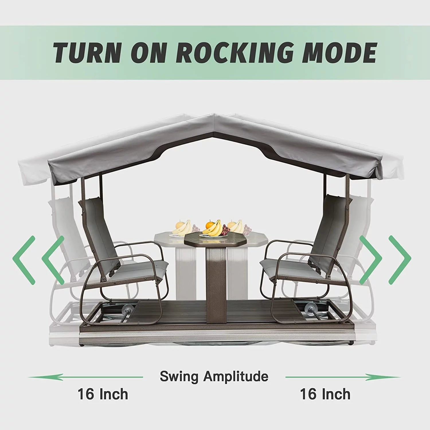 Outdoor Glider Bench with Canopy, Metal Frame, Patio Swing Chair a7k