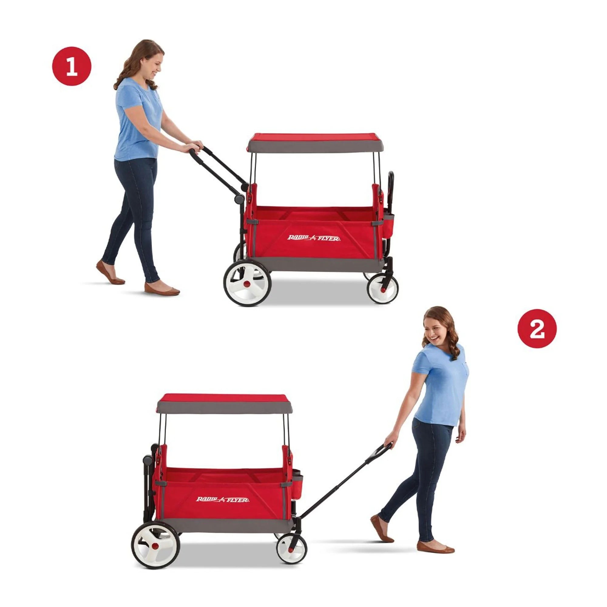 Stroll N Wagon with Pull & Push Handle, Red/Black k7m