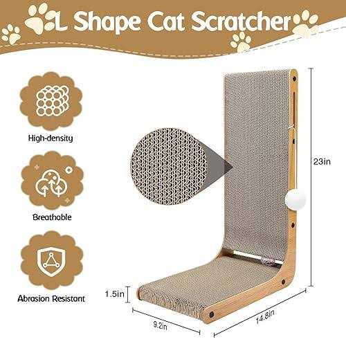 Cat Scratcher L-Shaped Scratching Pad with Toy Balls a7