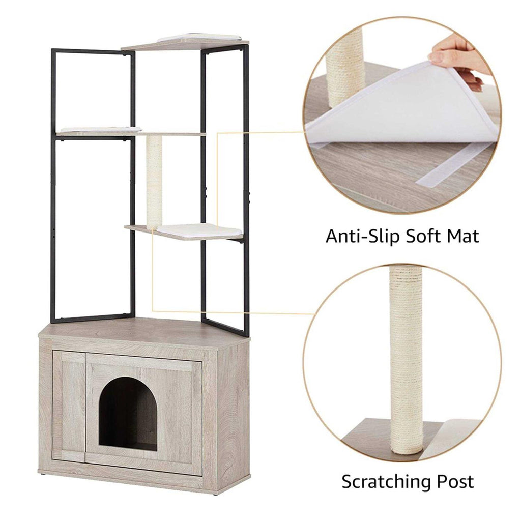 Cat Litter Box Enclosure with Cat Tree Tower a7