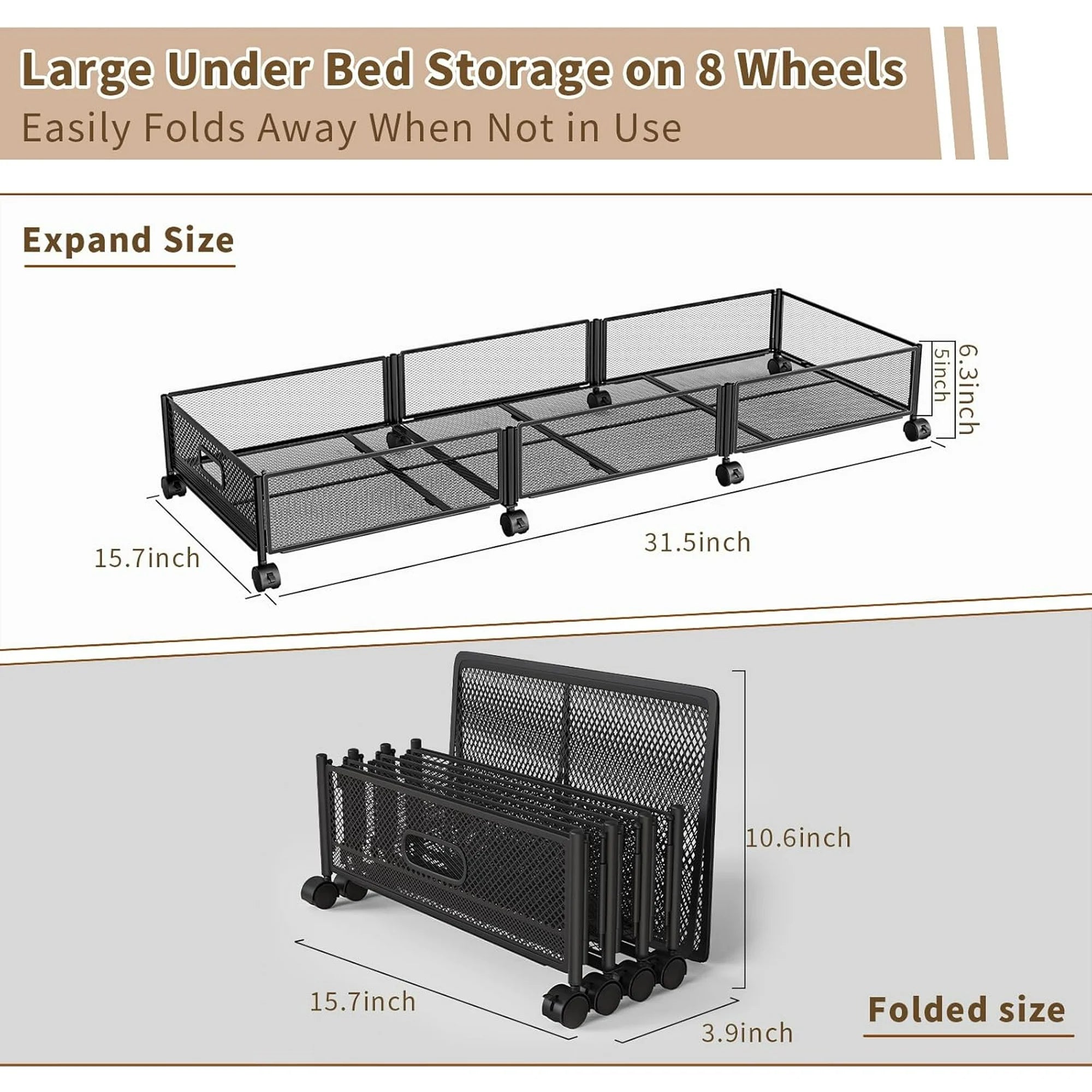 Under Bed Storage on Wheels Foldable Containers q7