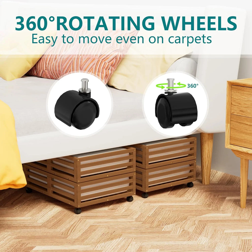 Bamboo Under Bed Storage Containers with Wheels and Dust Bag 2 Pack a7