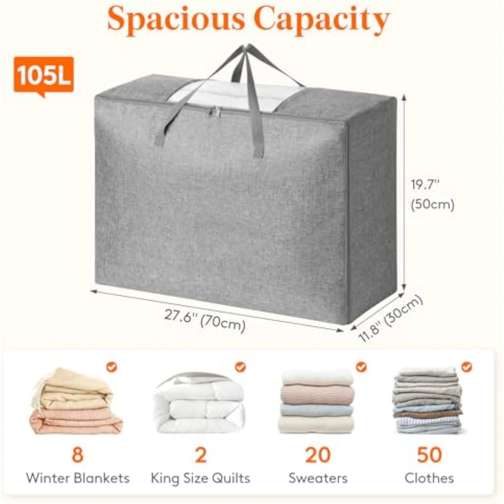 Comforter Storage Bag 2 Pack Foldable with Zippers and Handles a7k