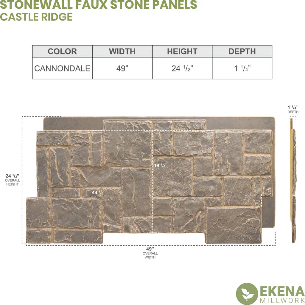 StoneWall Faux Stone Siding Panel 49in x 24in x 1in k7