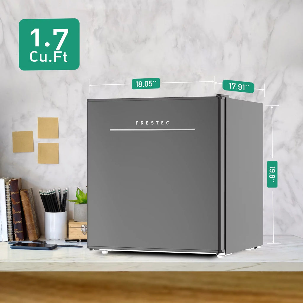 Mini Fridge with Freezer, 1.7 Cu.Ft, Adjustable Thermostat, Reversible Doors, Black a7