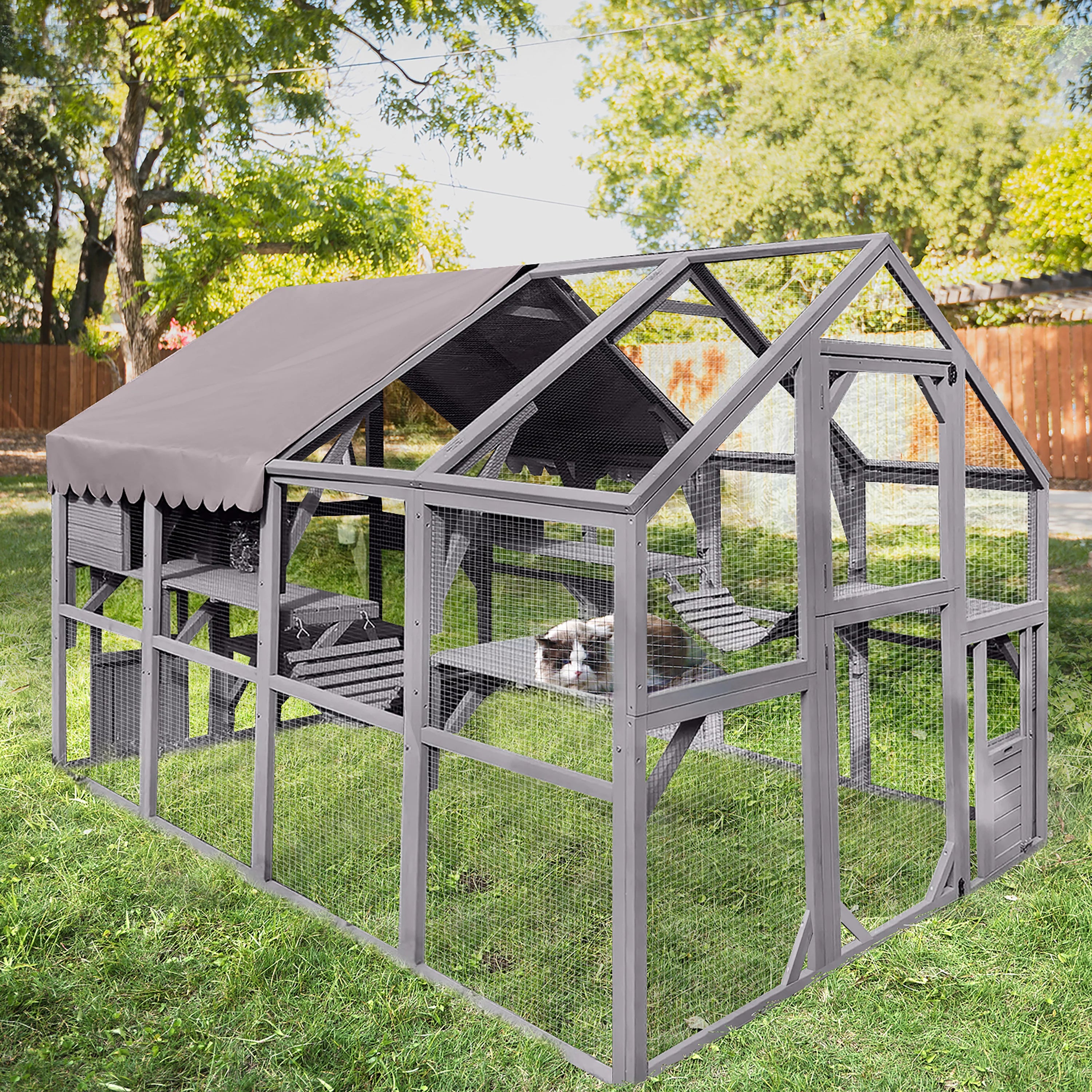 Outdoor Catio Enclosure with Bridges and Platforms f7