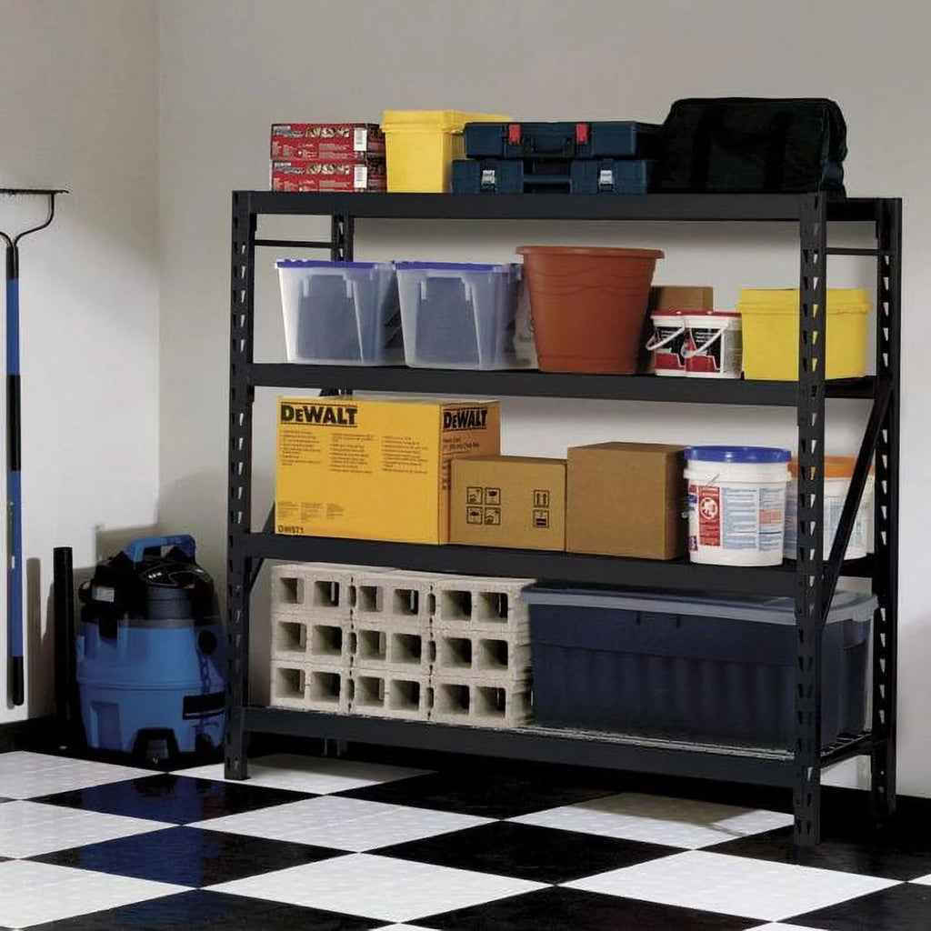 Steel Storage Rack 4-Tier Black 77x24x72 Inch a7