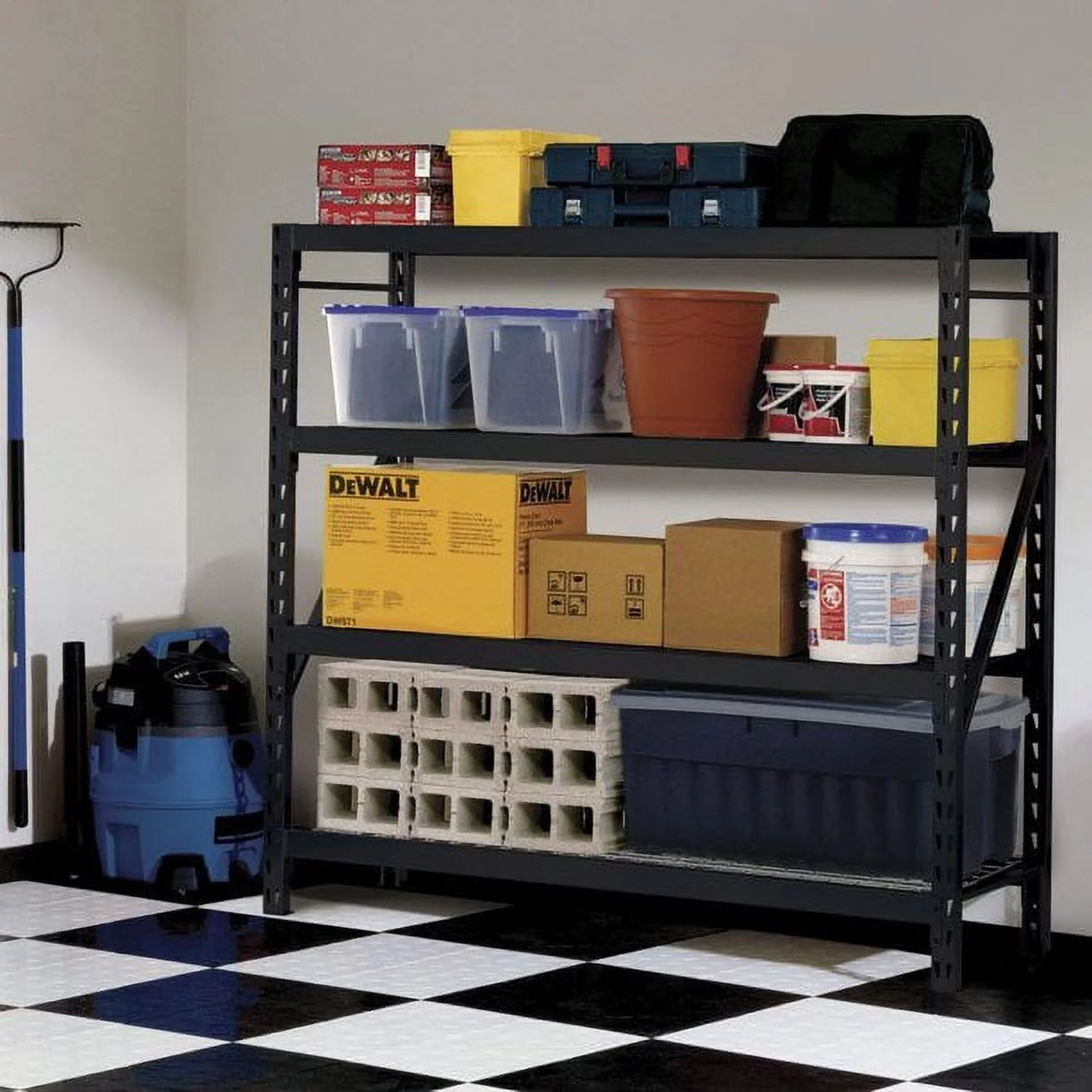 Steel Storage Rack 4-Tier Black 77x24x72 Inch a7