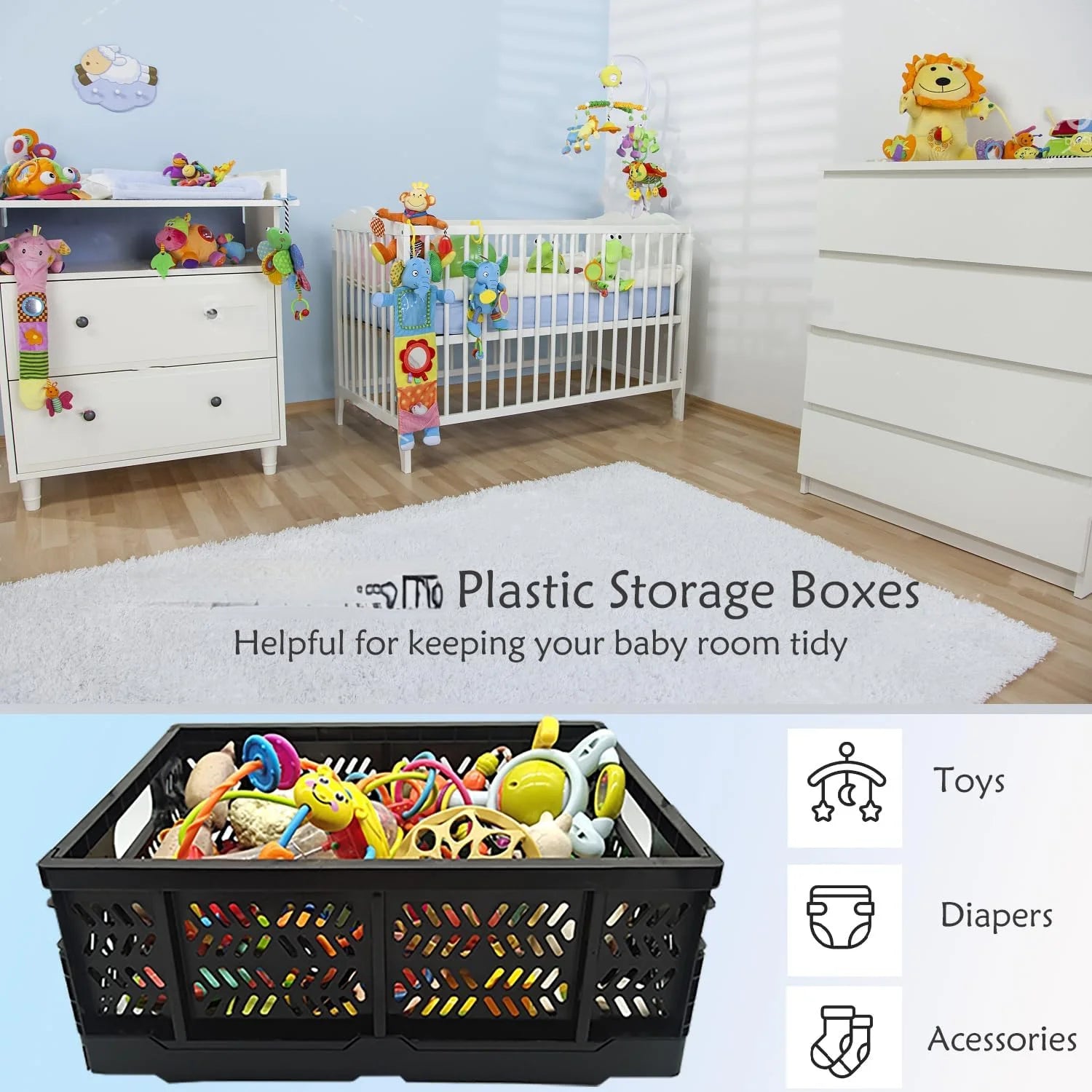 Foldable Storage Crates 20L Plastic Bins a7