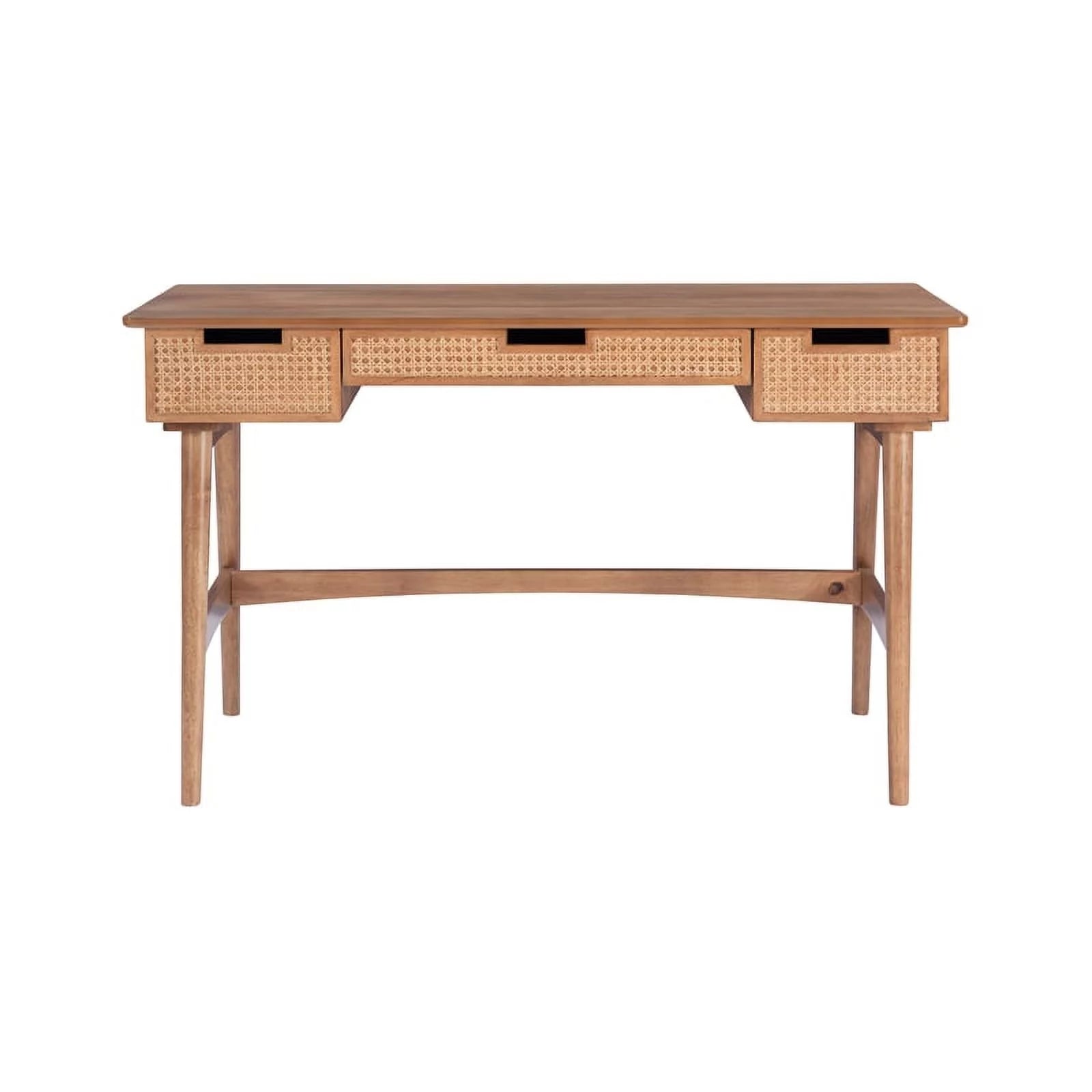 Rattan Wood Desk with Drawers Natural k7m