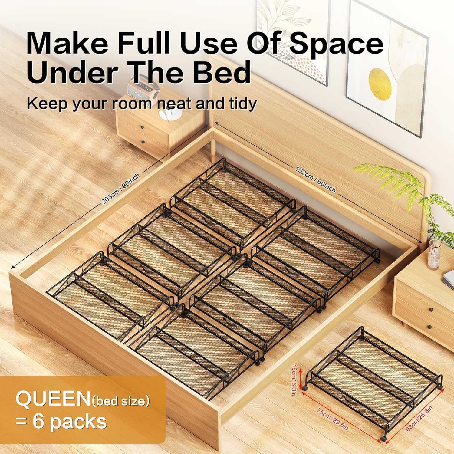 Under Bed Shoe Storage Organizer with Wheels 2 Pack a7