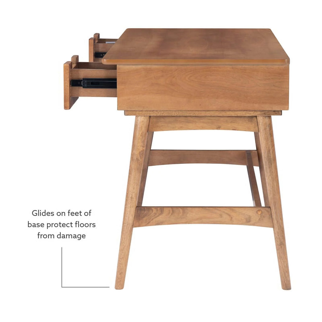 Rattan Wood Desk with Drawers Natural k7m