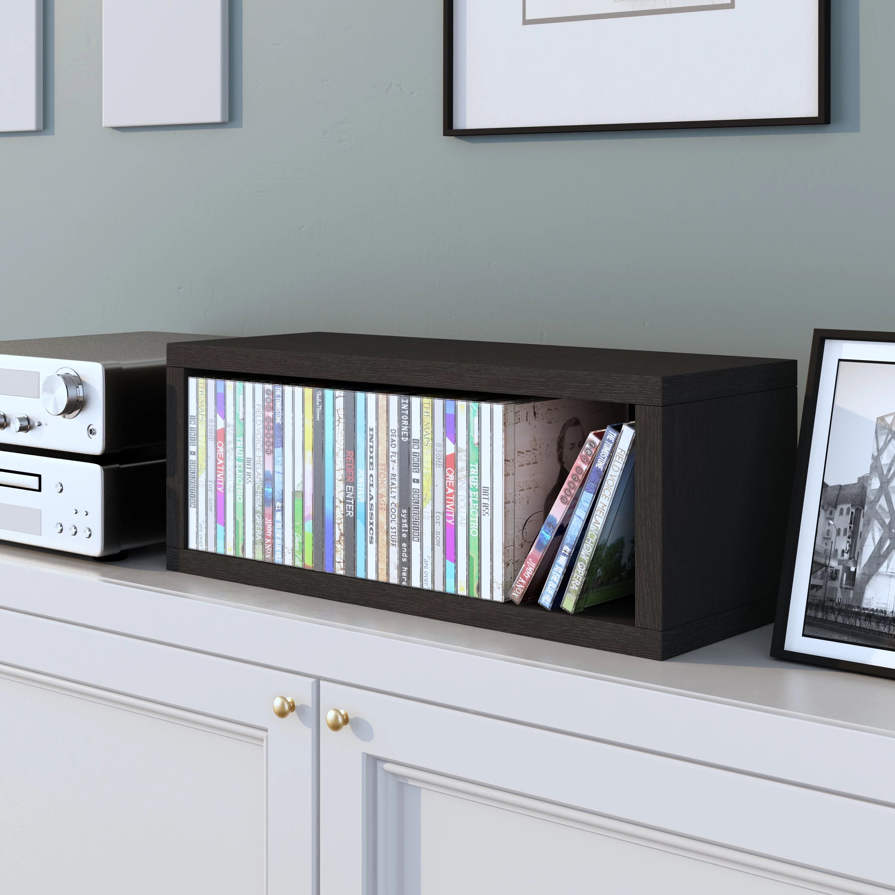 Way Basics Media Storage CD Rack Stackable Organizer - Holds 40 CDs (Black)
