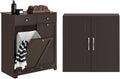 Haotian Laundry Hamper Cabinet with 2 Drawers and Wall Cabinet, BZR33-BR+FRG231-BR