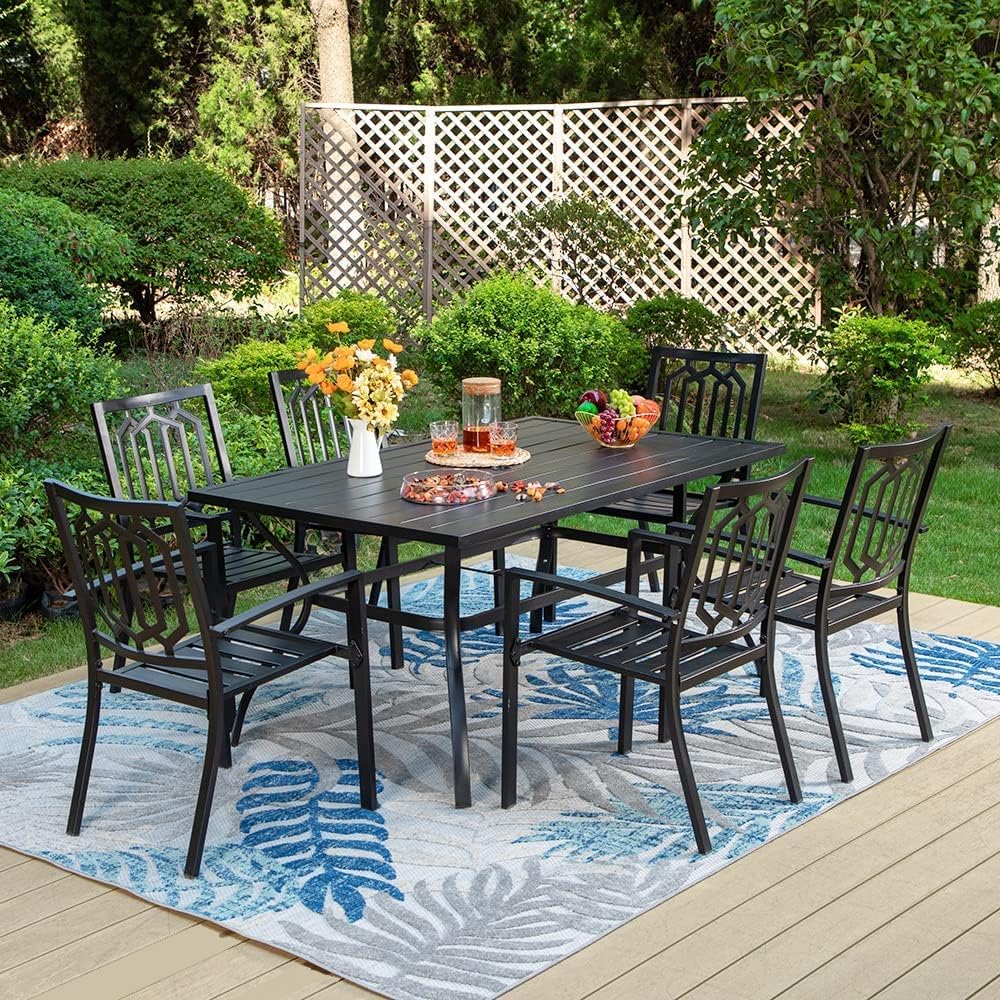Outdoor Patio Dining Table for 6 Weather-Resistant Rectangular Black k7