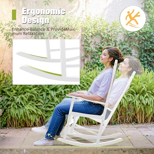 Outdoor Rocking Chair Acacia High Back Lounge Rocker Brown k7