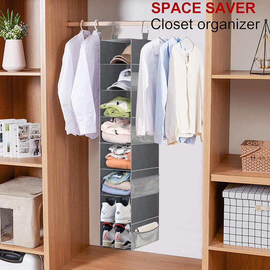 3-Tier Long Shoe Rack with 8-Shelf Hanging Organizer k7
