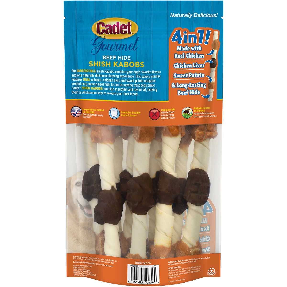 Beef Hide Shish Kabobs Dog Treats XL k9