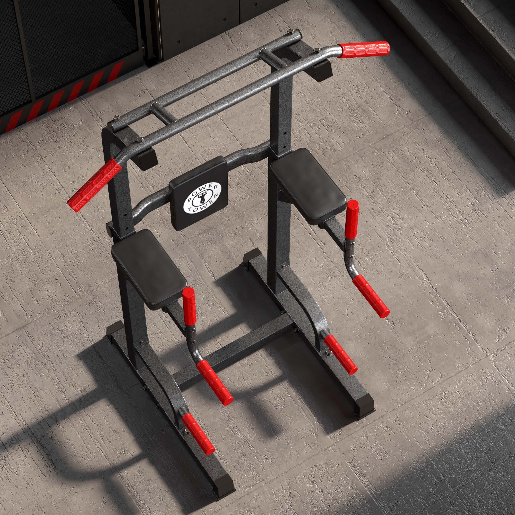 Power Tower Dip Station Pull Up Bar Stand Adjustable Height Home Gym k7x