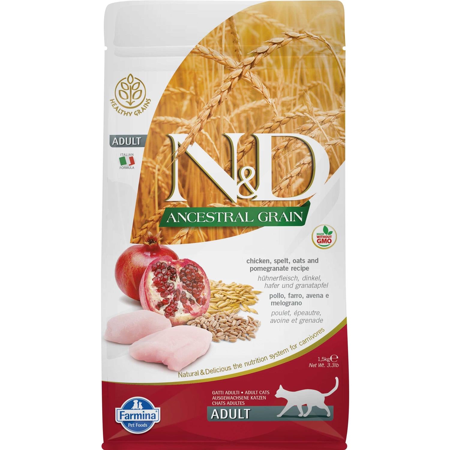 Farmina N&amp;D Ancestral Grain Chicken &amp; Pomegranate Adult Dry Cat Food - Pet Supplies online store