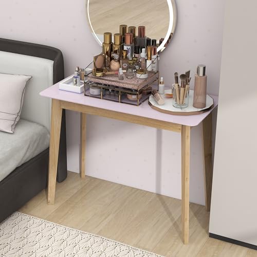 Pink Vanity Desk with Rubber Wood Legs 39 Inch k7m